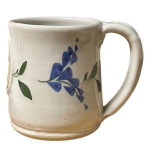 STONEWARE Alton, Illinois souvenir coffee mug earthenware dragon blue floral EUC